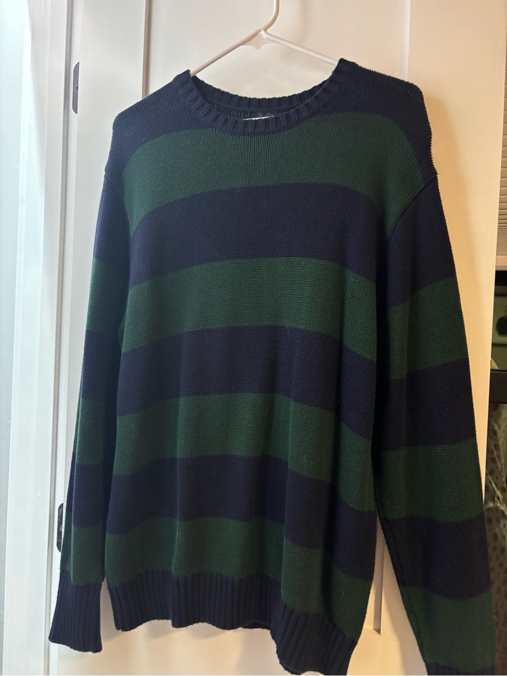 John Galt Men's Crewneck Stripe Sweater - Navy & Forest Green